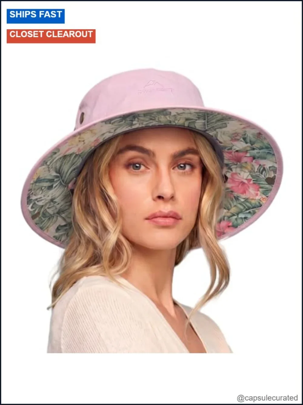 Womens Ponytail Bucket Sun Hat Cooling Quick-Dry Wide Brim UPF 50+ Packable